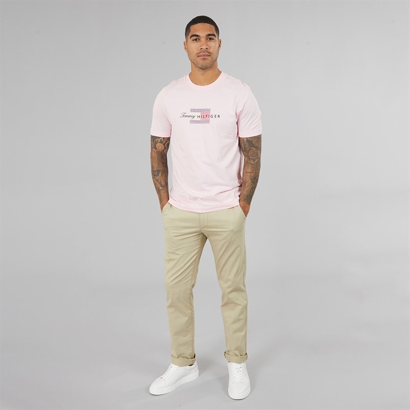 Mens Script Flag T-Shirt Pink Lily - Image 3