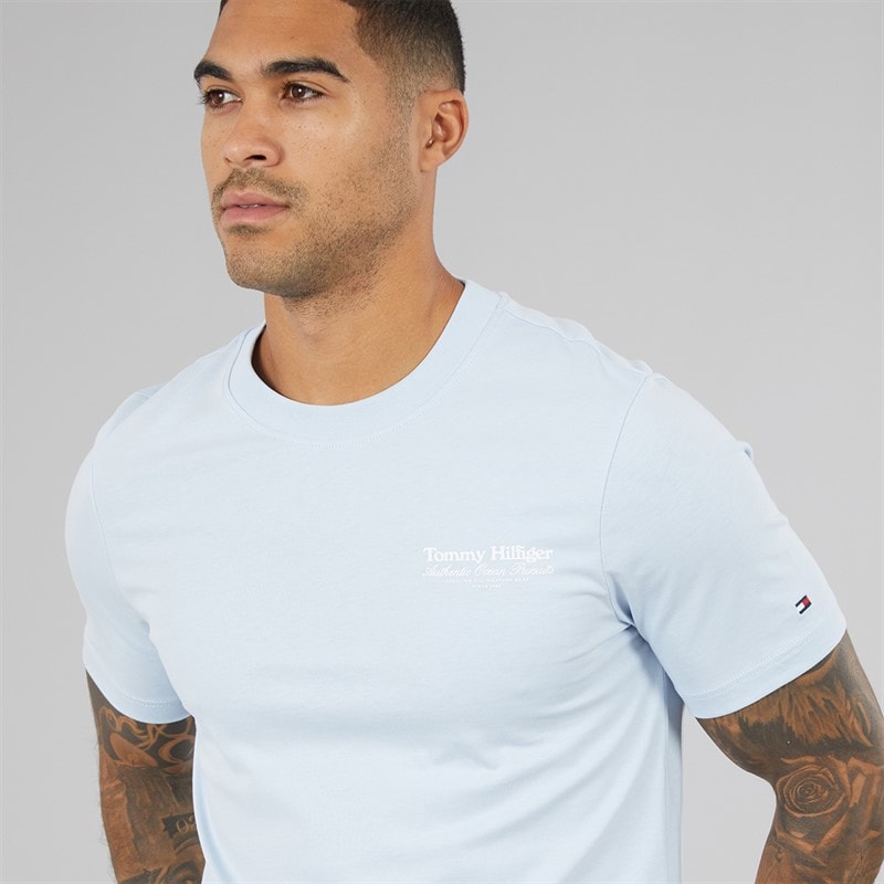 Mens Nautical Back Graphic T-Shirt Breezy Blue - Image 2