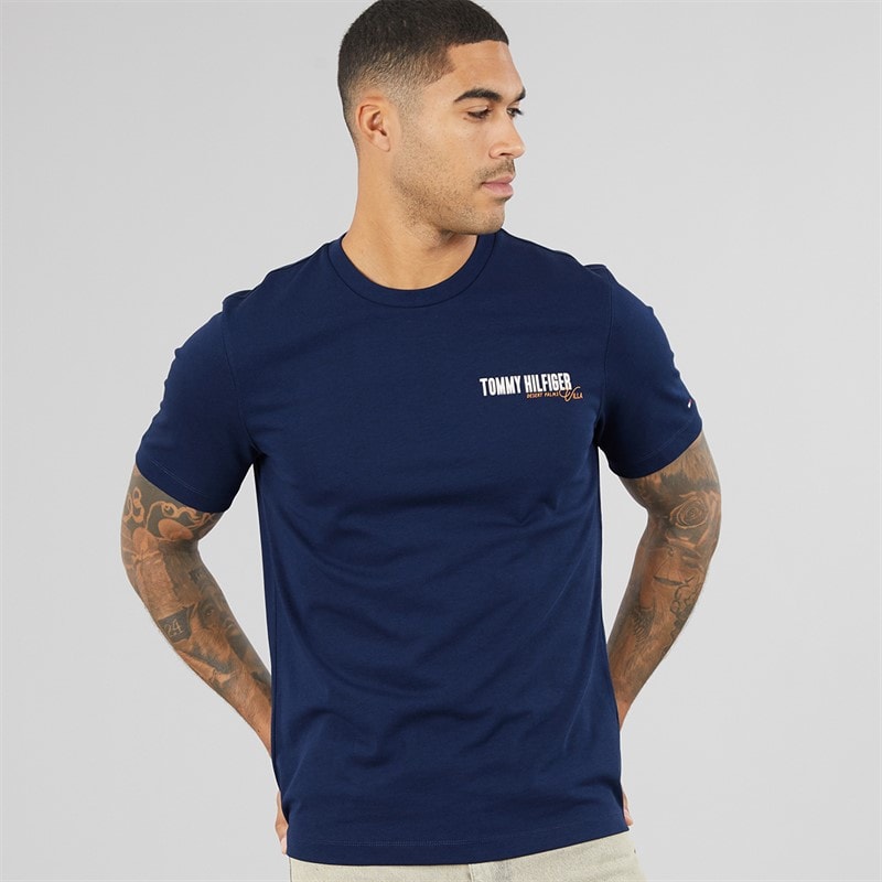 Mens Summer Back Graphic T-Shirt Carbon Navy - Image 2