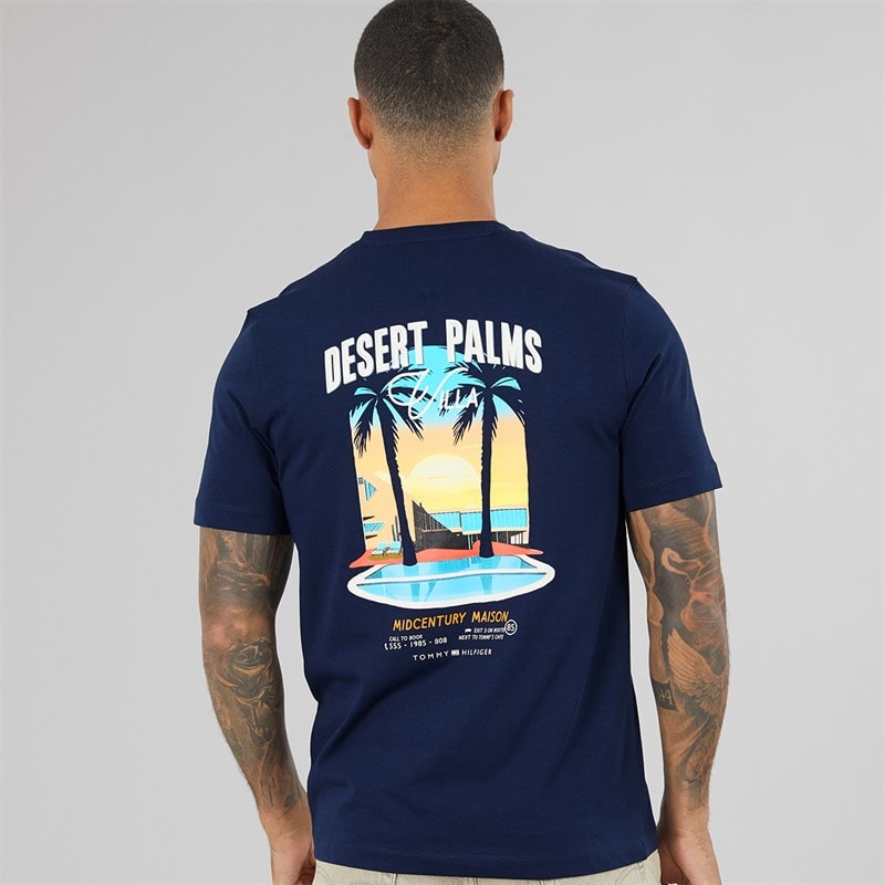 Mens Summer Back Graphic T-Shirt Carbon Navy - Image 3