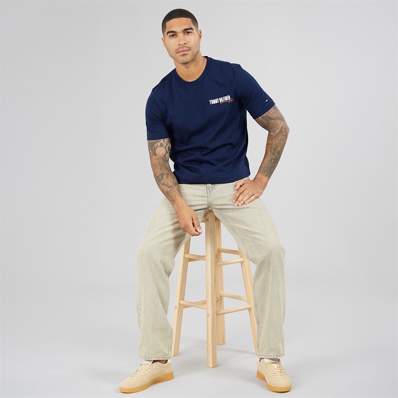 Mens Summer Back Graphic T-Shirt Carbon Navy - Image 4