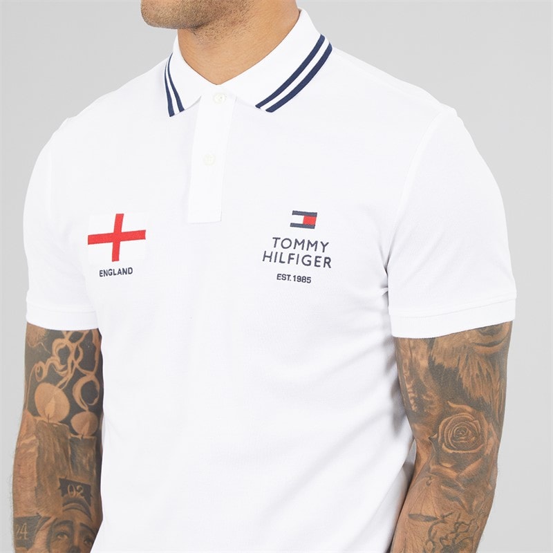 Mens Standard Country England Polo Shirt White - Image 3