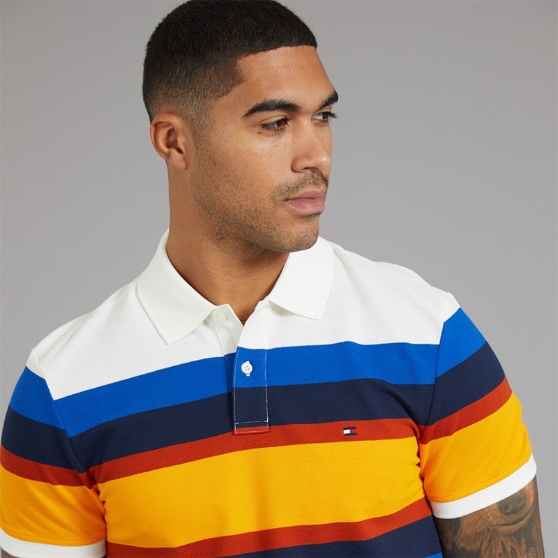 Mens Varied Roadmap Strip Polo Shirt Blue Stripe/Multi 02 - Image 2