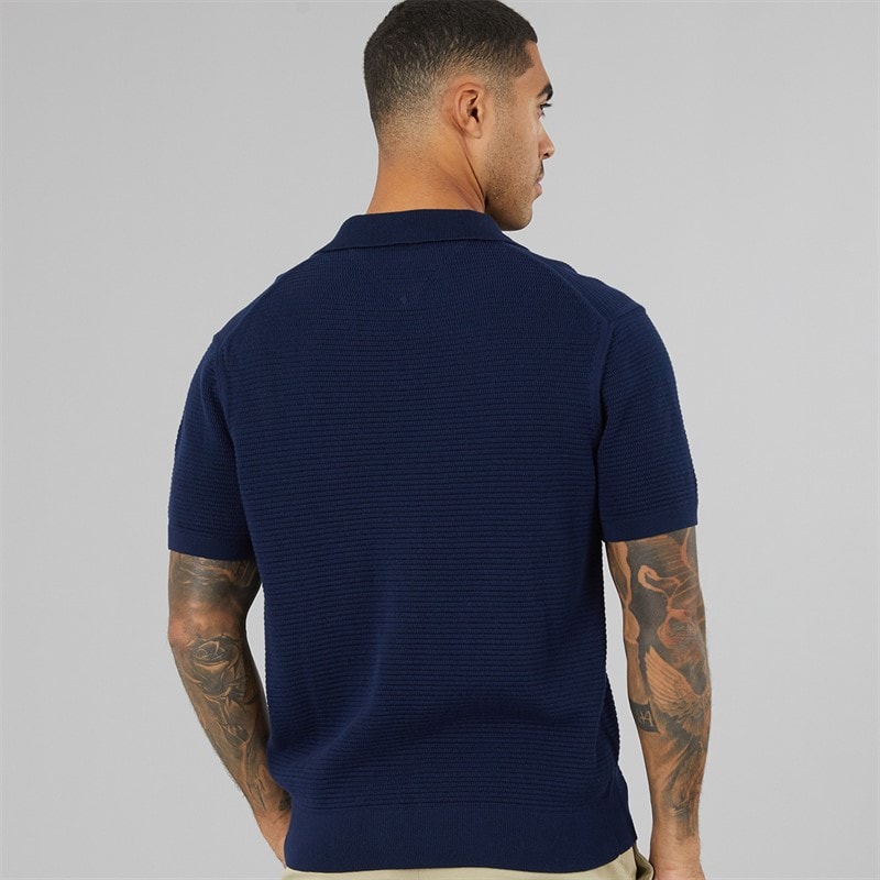 Mens Seasonal Knit Polo Shirt Carbon Navy - Image 2