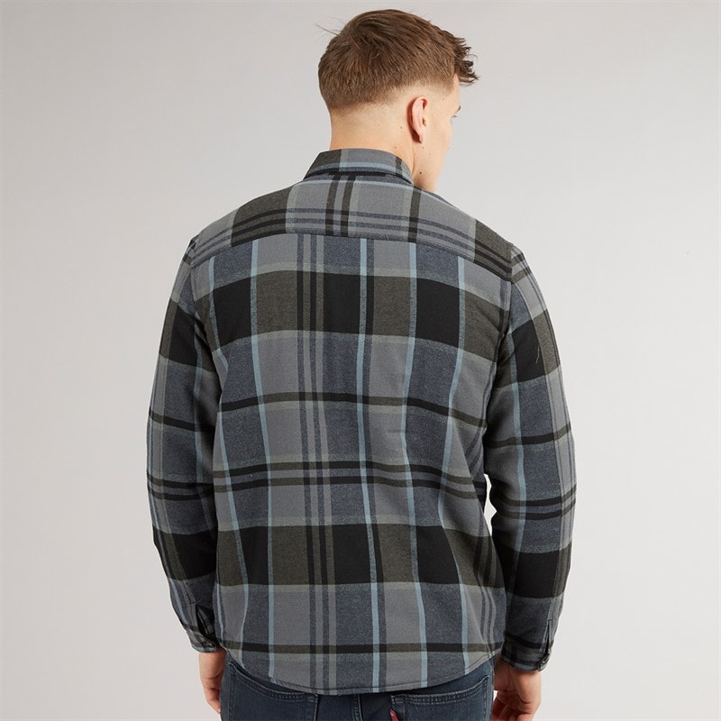 Mens Ulriken Sherpa Lined Long Sleeve Shirt Black - Image 2