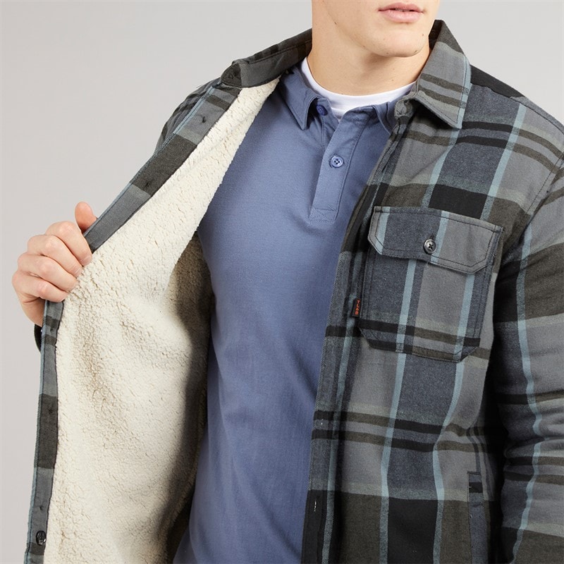 Mens Ulriken Sherpa Lined Long Sleeve Shirt Black - Image 3