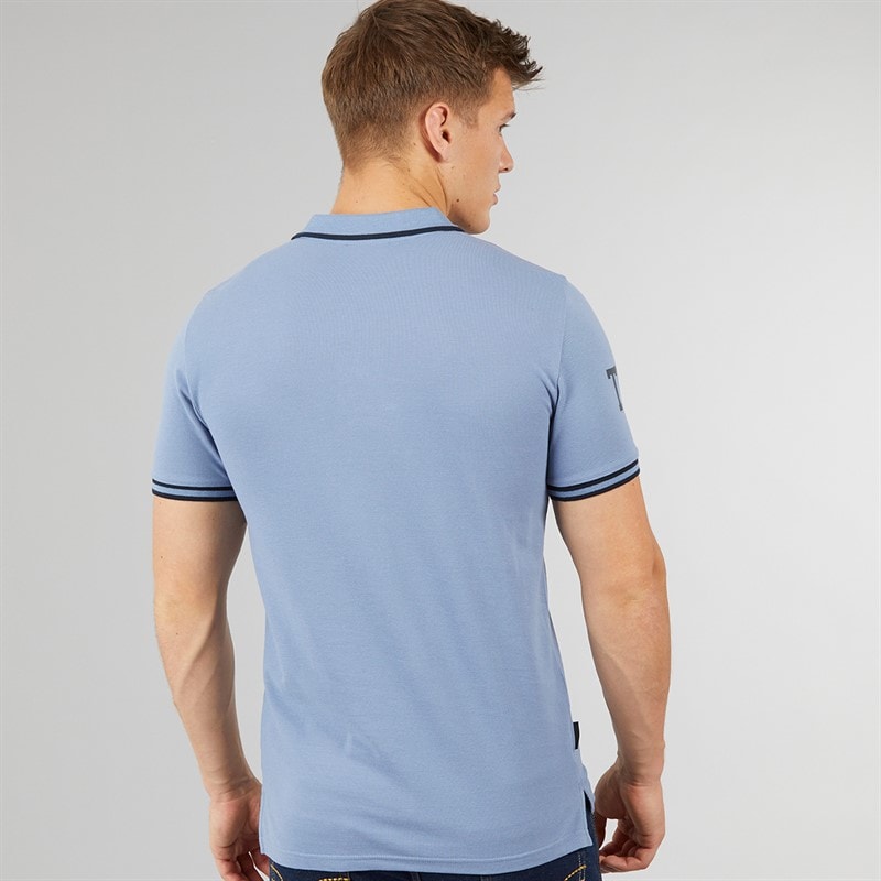 Mens Casson Short Sleeve Polo Shirt Blue - Image 2