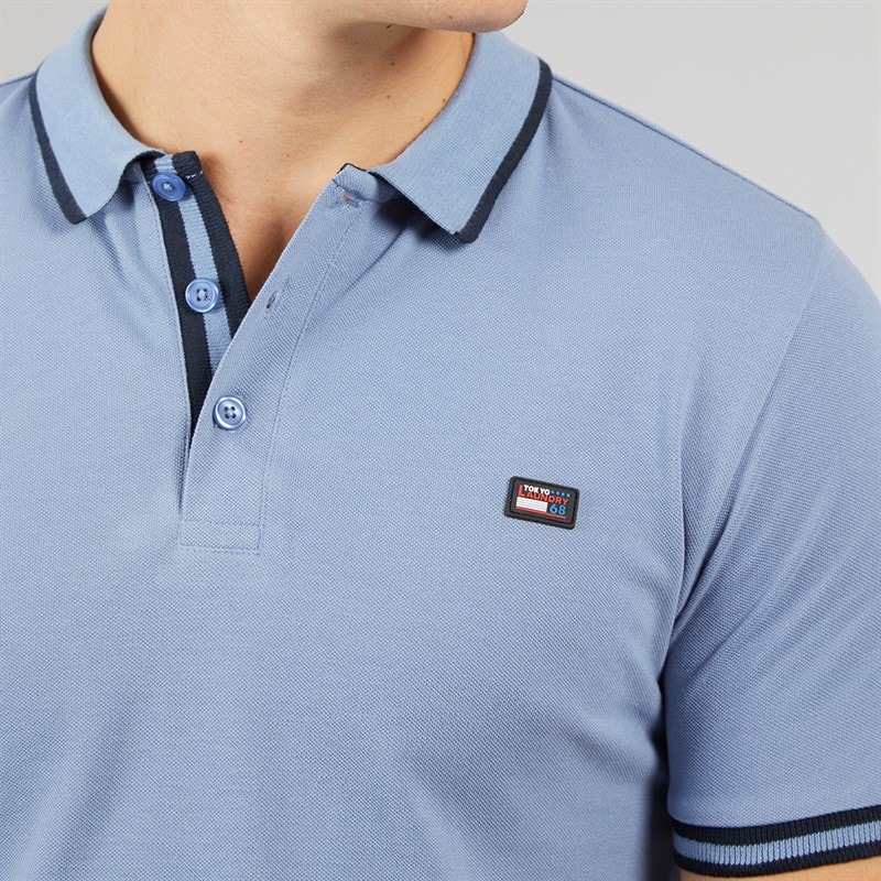 Mens Casson Short Sleeve Polo Shirt Blue - Image 3