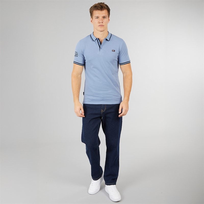 Mens Casson Short Sleeve Polo Shirt Blue - Image 4