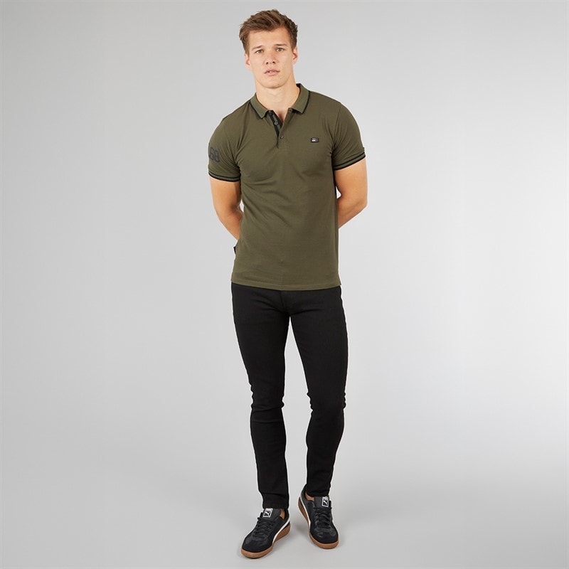 Mens Casson Short Sleeve Polo Shirt Khaki - Image 4