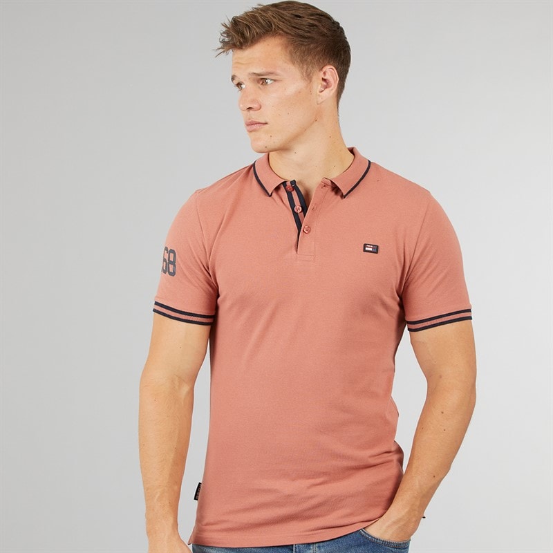 Mens Casson Short Sleeve Polo Shirt Rust - Image 1
