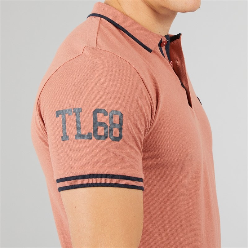 Mens Casson Short Sleeve Polo Shirt Rust - Image 3