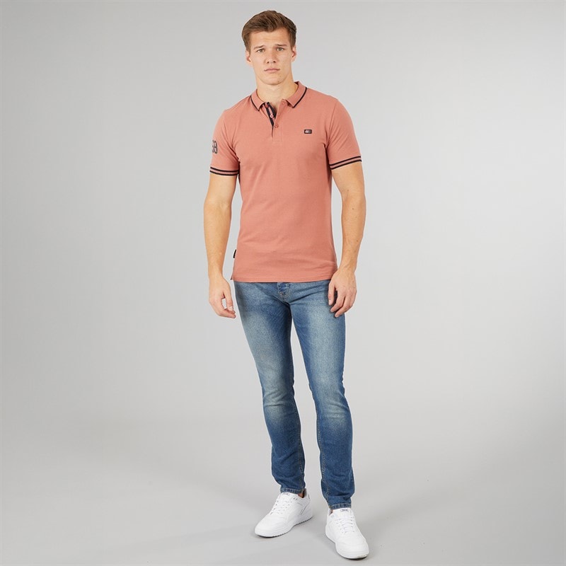 Mens Casson Short Sleeve Polo Shirt Rust - Image 4