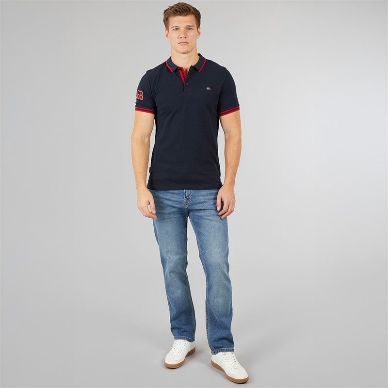 Mens Casson Short Sleeve Polo Shirt Navy - Image 3