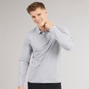 Mens Landers Long Sleeve Polo Shirt Light Grey Marl