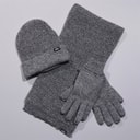Mens Worwick Knitted Hat Scarf And Gloves Set Black