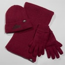 Mens Worwick Knitted Hat Scarf And Gloves Set Burgundy