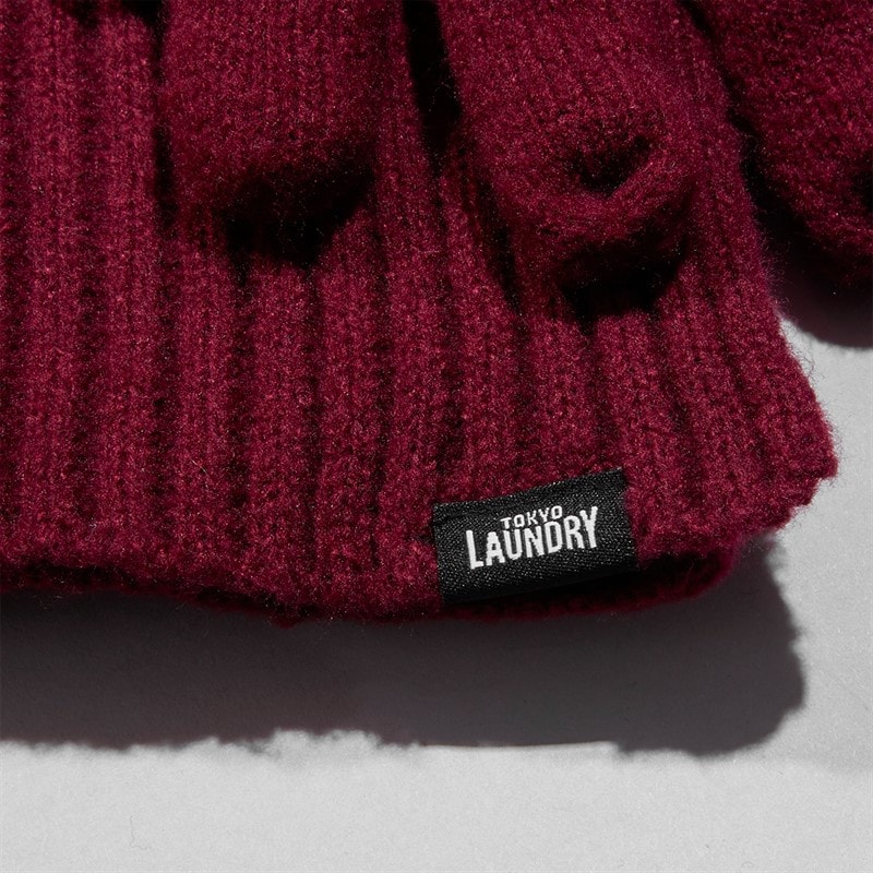 Mens Worwick Knitted Hat Scarf And Gloves Set Burgundy - Image 2