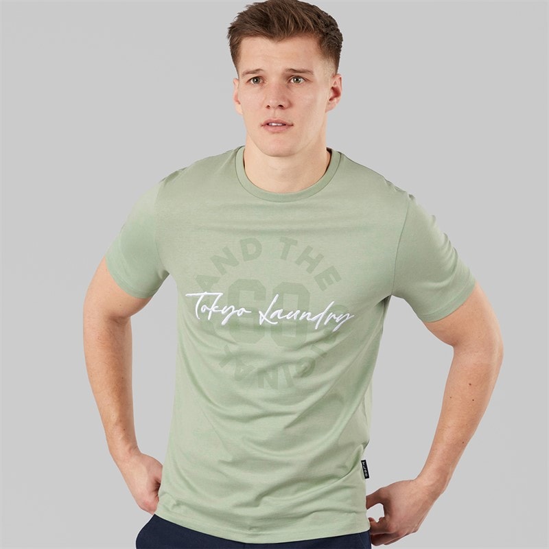 Tokyo Laundry Mens Men's Carcle T-Shirt Sage