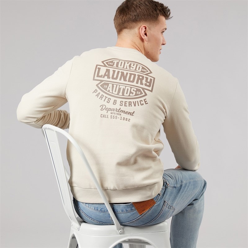 Mens Carvalho Crew Neck Sweatshirt Stone - Image 1