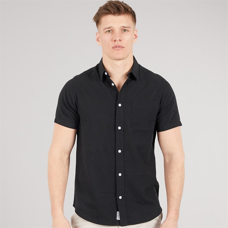 Mens Bertrand Linen Short Sleeve Shirt Black - Image 1