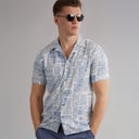 Mens Tiki Short Sleeve Shirt Blue