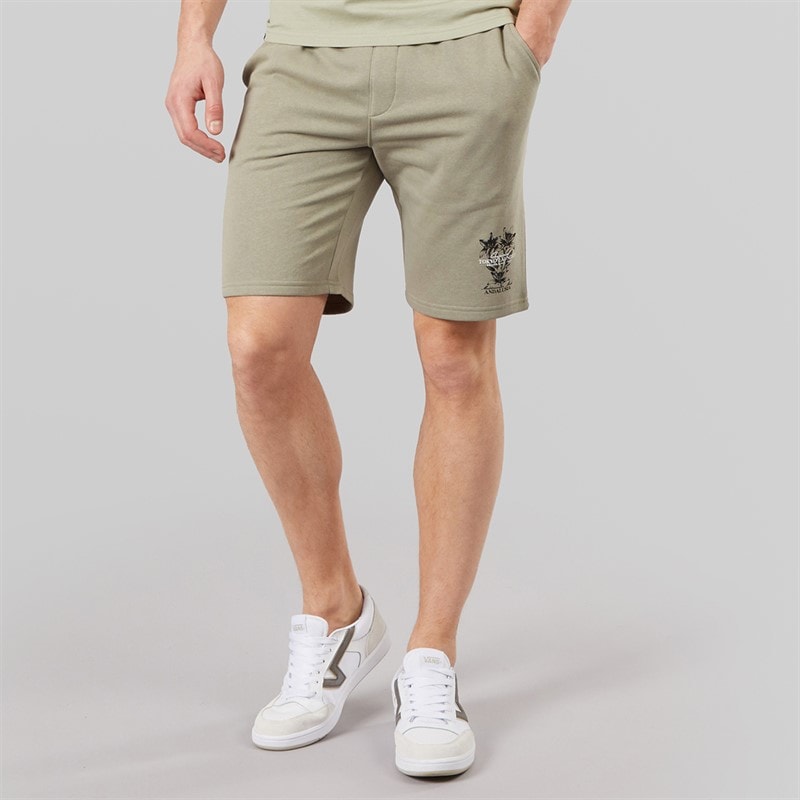 Tokyo Laundry Mens Tarun Fleece Shorts Seagrass Green