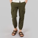 Mens Idas Linen Cargo Trousers Olive