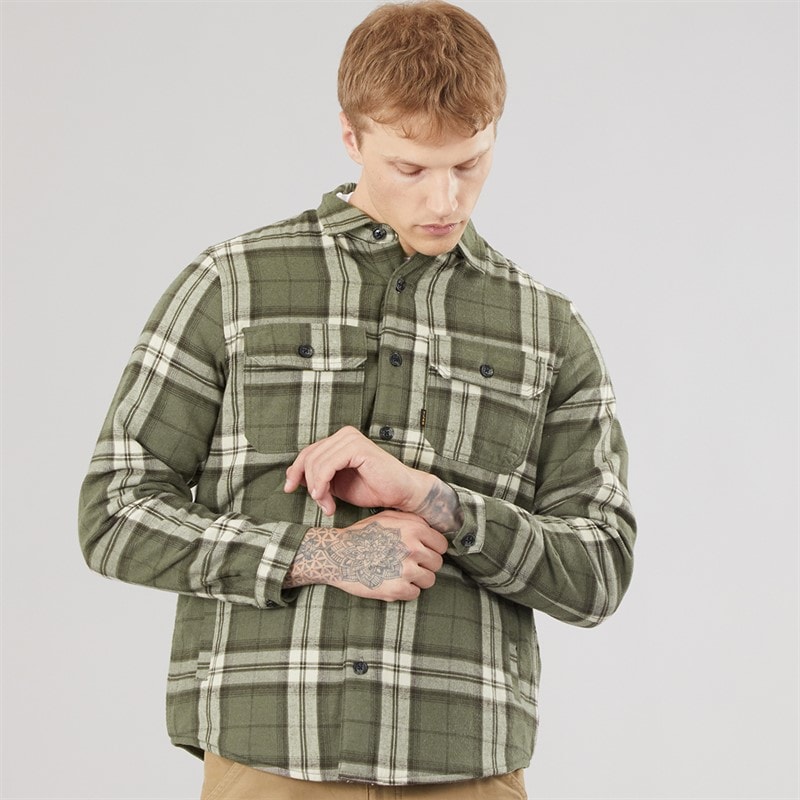 Mens Corval Long Sleeve Shirt Green Marl - Image 3
