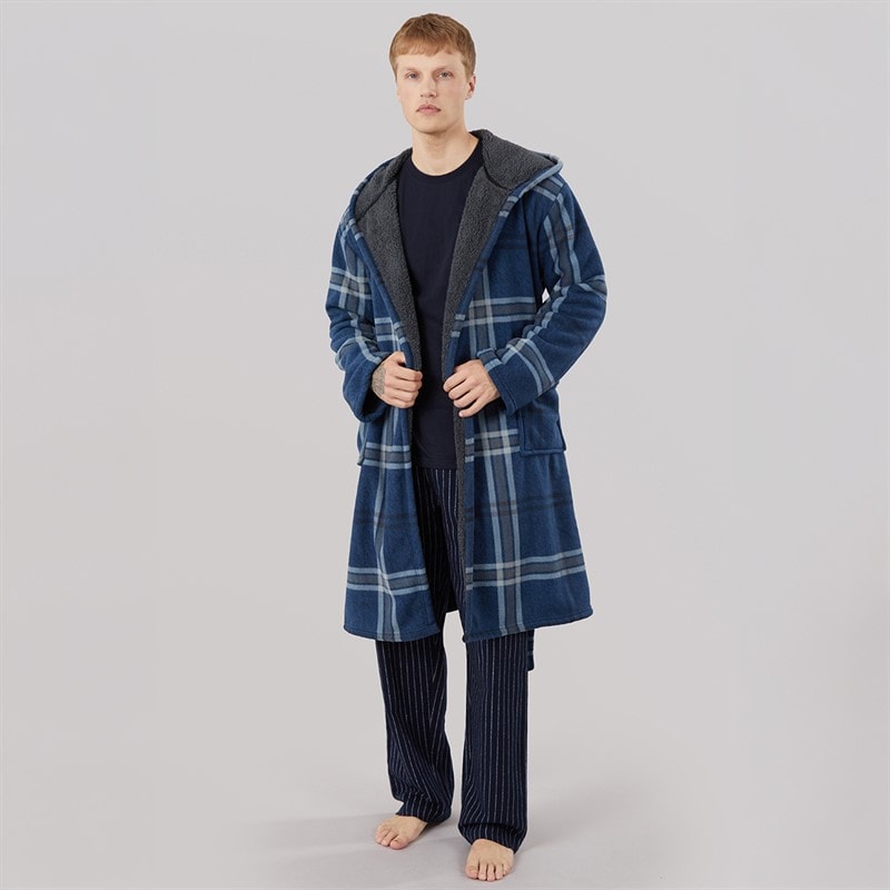 Mens Hackett Dressing Gown Navy - Image 3