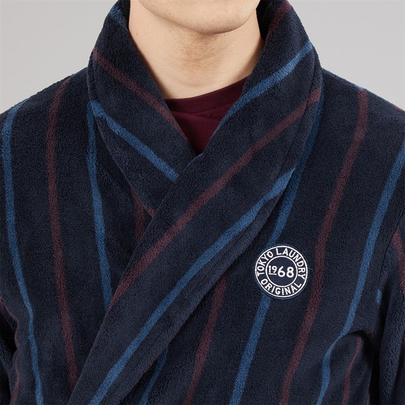 Mens Zenitsu Dressing Gown Navy - Image 3