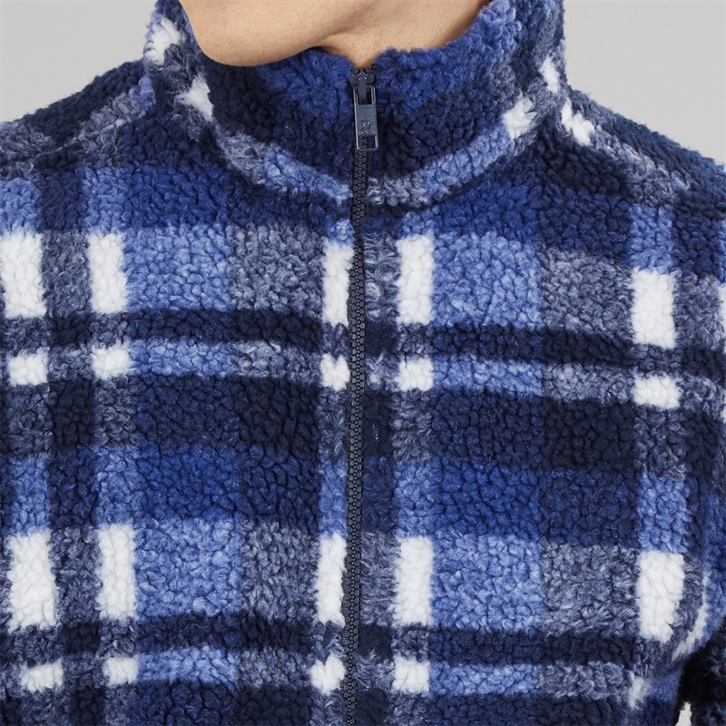Mens Macrae Zip Through Fleece Blue Check - Image 5