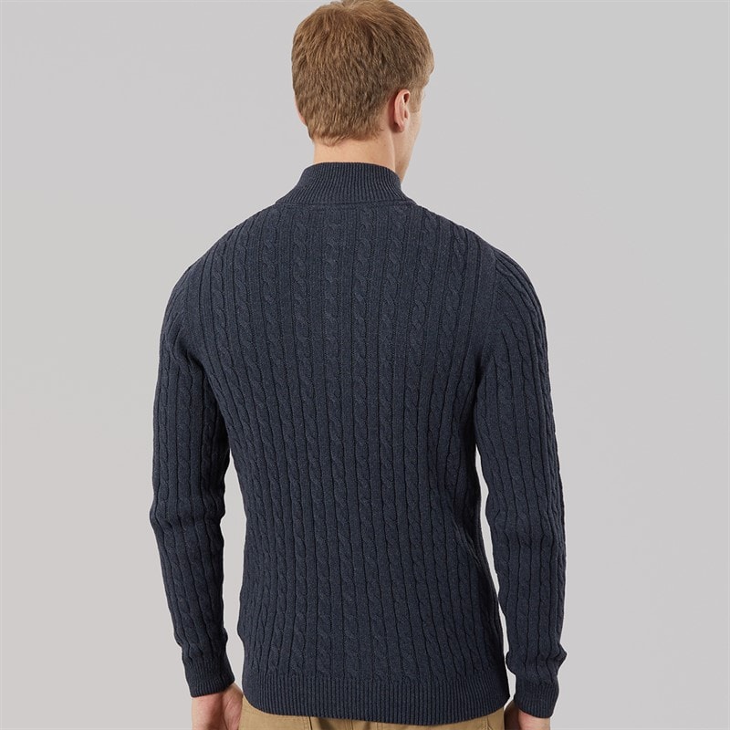Mens Darren 1/4 Zip Jumper Navy/Dark Grey Marl - Image 2