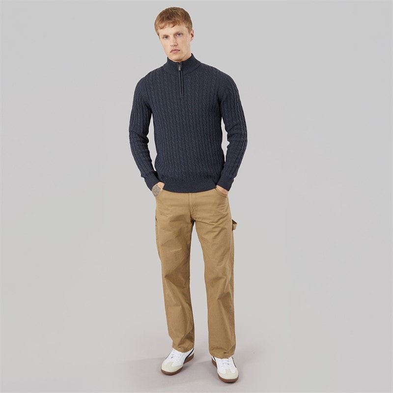 Mens Darren 1/4 Zip Jumper Navy/Dark Grey Marl - Image 3