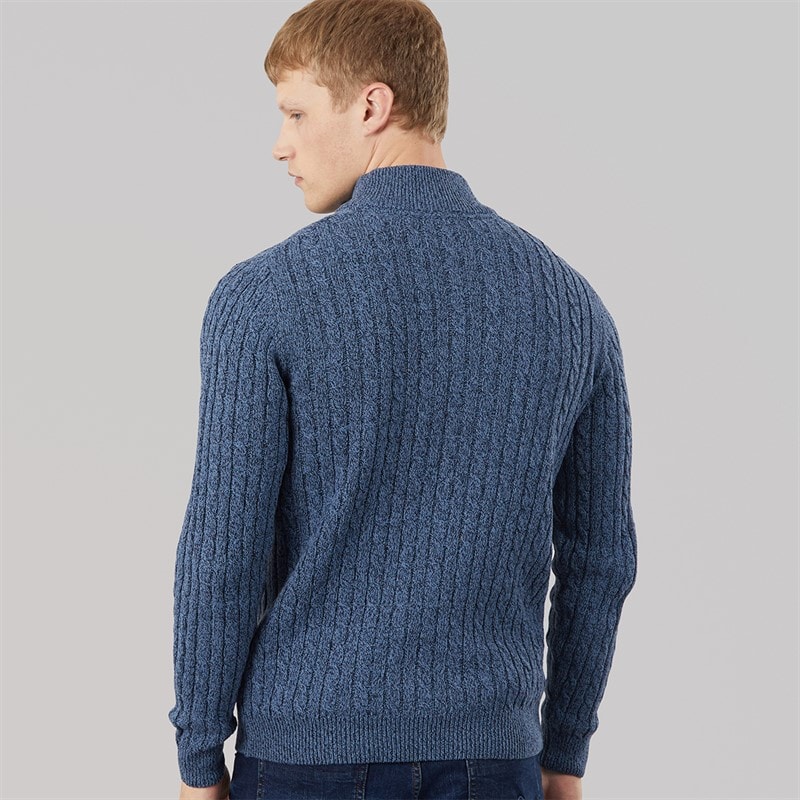 Mens Darren 1/4 Zip Jumper Light Denim /Navy Light Denim/Navy - Image 2