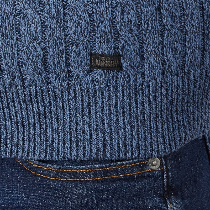 Mens Darren 1/4 Zip Jumper Light Denim /Navy Light Denim/Navy - Image 3