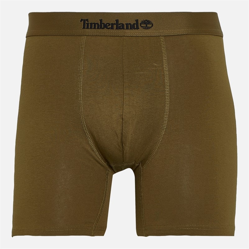 Mens Three Pack Boxer Trunks Black/Olive/Print - Image 3