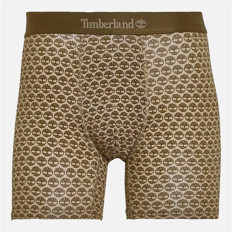 Mens Three Pack Boxer Trunks Black/Olive/Print - Image 5