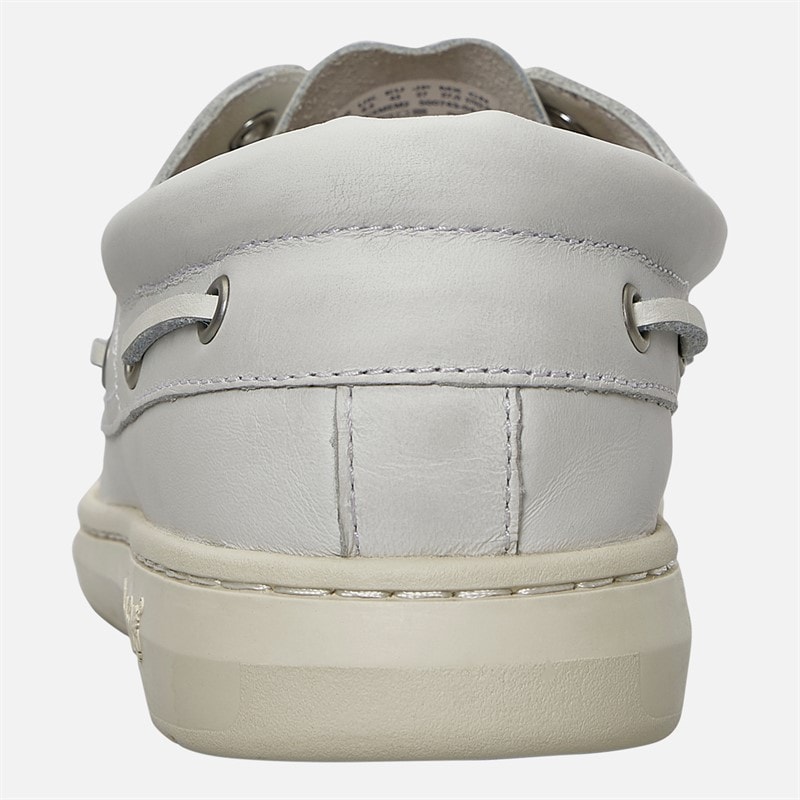 Mens Portofino Pier Boat Shoes White Full Grain - Image 3