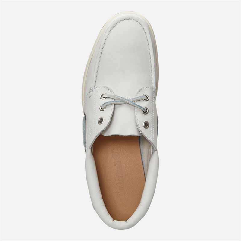 Mens Portofino Pier Boat Shoes White Full Grain - Image 4