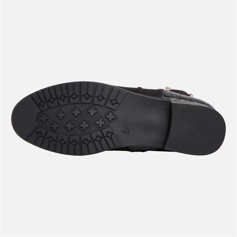Womens Hat Ankle Boots Black Microfibre - Image 3