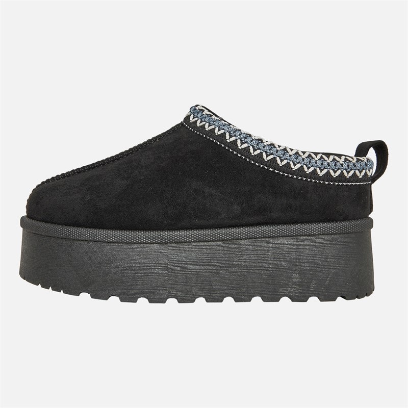 Womens Vimto Chunky Warm Lined Aztec Slippers Black Micro - Image 2
