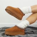 Womens Vimto Chunky Warm Lined Aztec Slippers Chestnut Micro