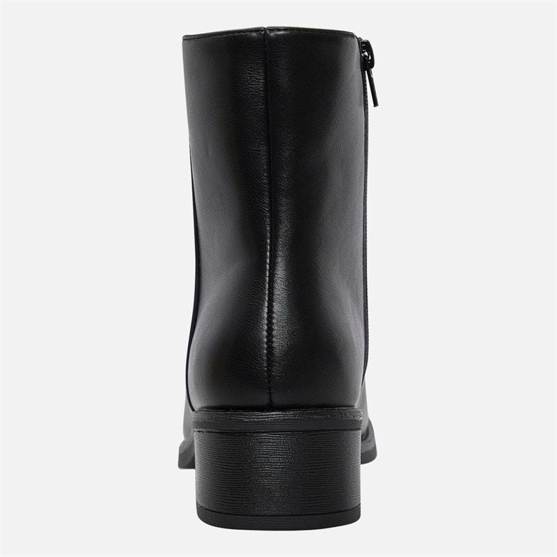 Womens Inside Zip Ankle Boots Black PU - Image 4