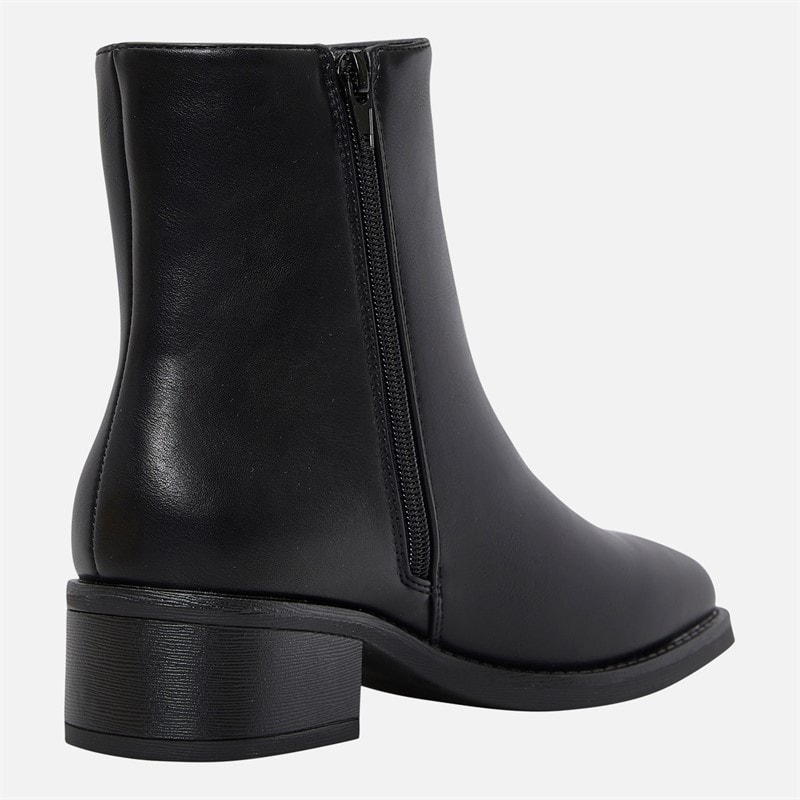 Womens Inside Zip Ankle Boots Black PU - Image 5