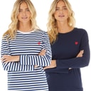 Womens Tilly Two Pack Long Sleeve T-Shirts Navy