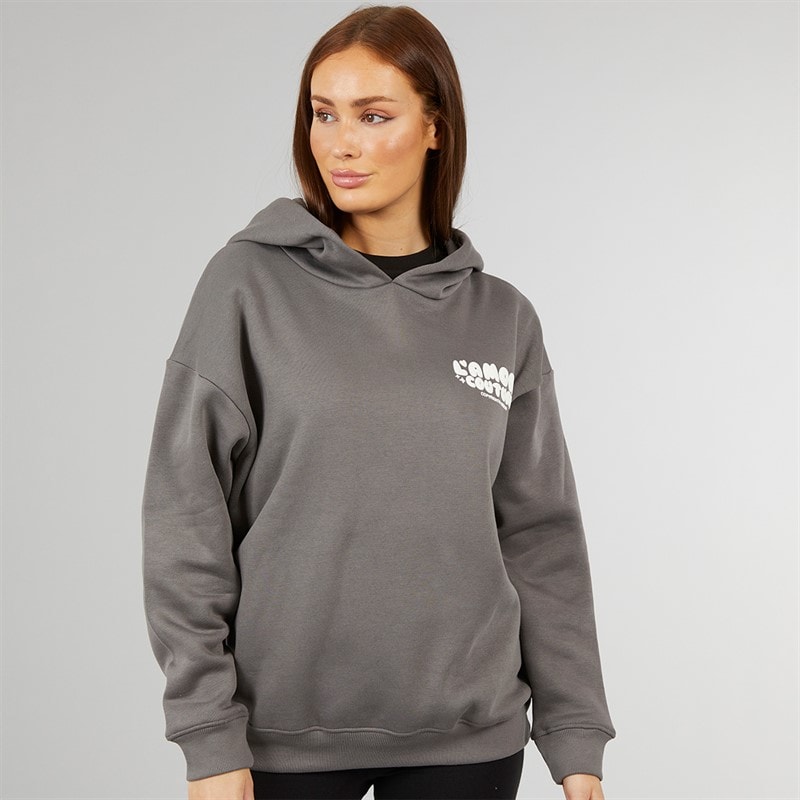 Womens Lamore Couture Leisure Oversized Hoodie Charcoal - Image 2
