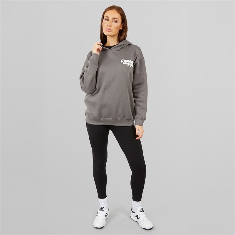 Womens Lamore Couture Leisure Oversized Hoodie Charcoal - Image 4