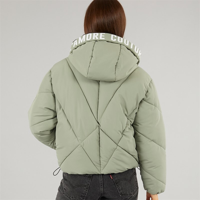 Womens Franklin Short Puffer Khaki - Image 2