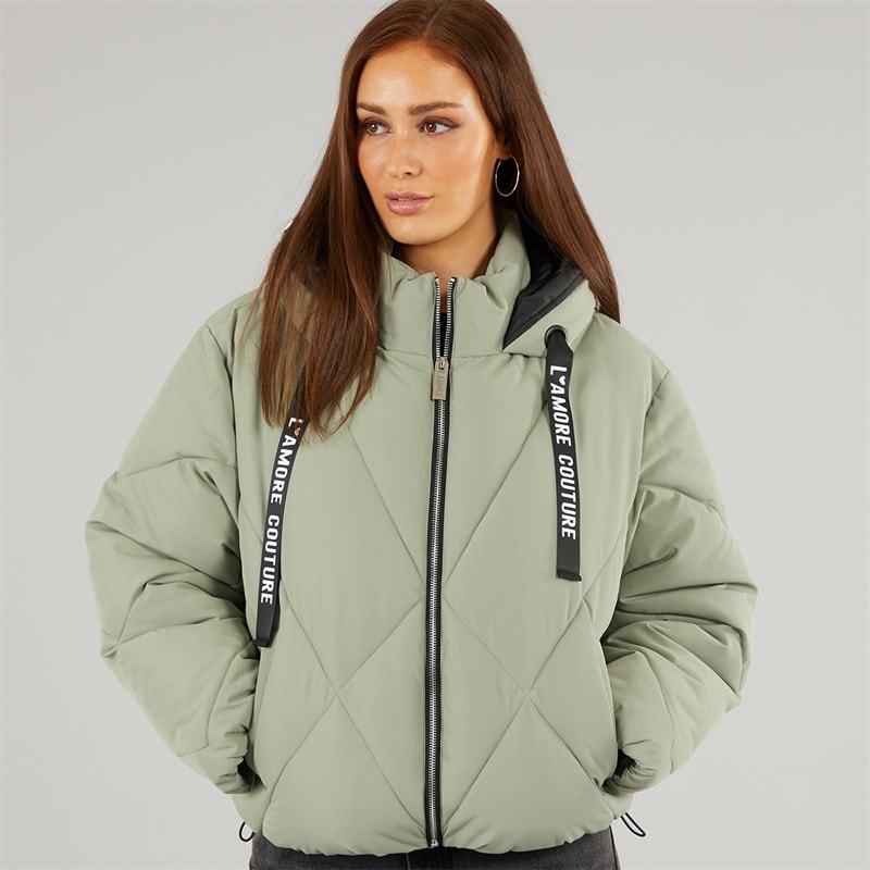 Womens Franklin Short Puffer Khaki - Image 3